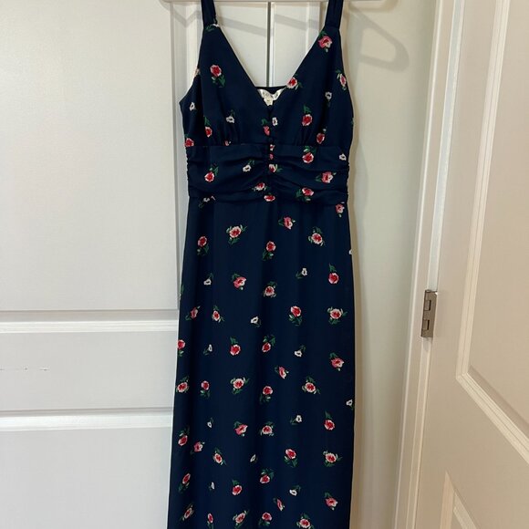 Sleeveless Navy Floral Midi Dress - Picture 5 of 7